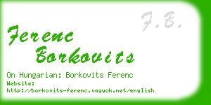ferenc borkovits business card